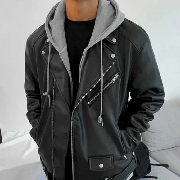 Black Faux Leather Biker Jacket | Bang Chan –  Stray Kids - Picture 2 of 7